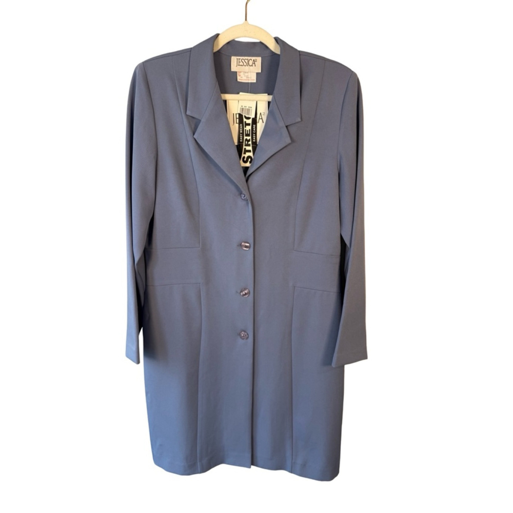 Jessica Soft Blue Tailored BlazerJacket Size 12 Vintage 90s Office Minimalist - Picture 3 of 14